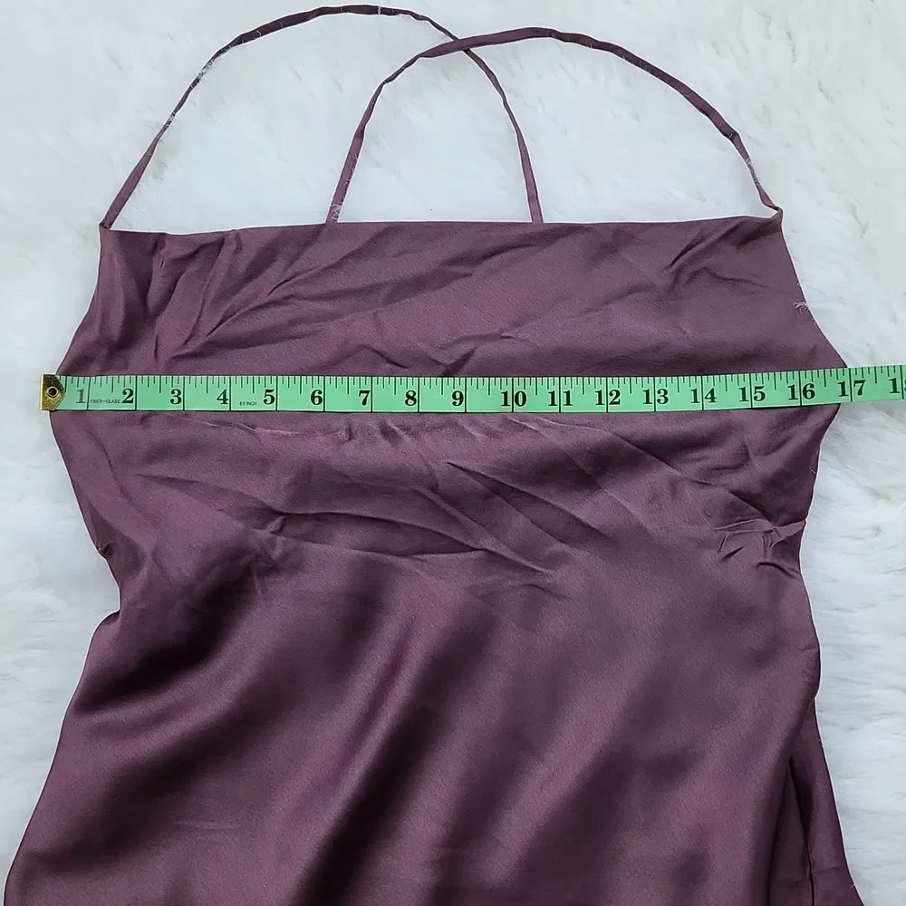 Show‎ Me Your Mumu NWOT Verona Cowl Dress Plum Satin Deluxe Size Small